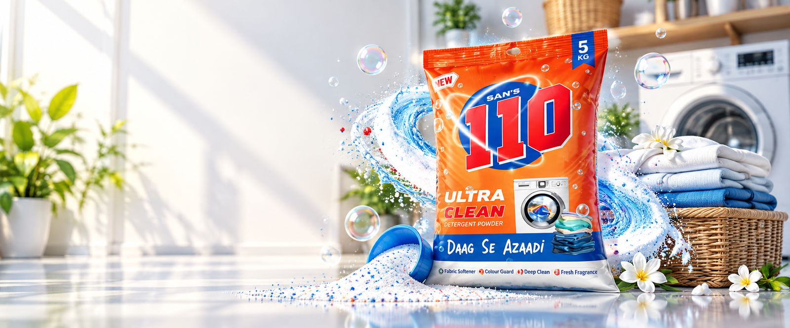 SAN'S 110 Ultra Clean detergent powder with fresh laundry